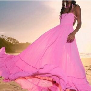 Free People Pink Extratropical Maxi Dress size small